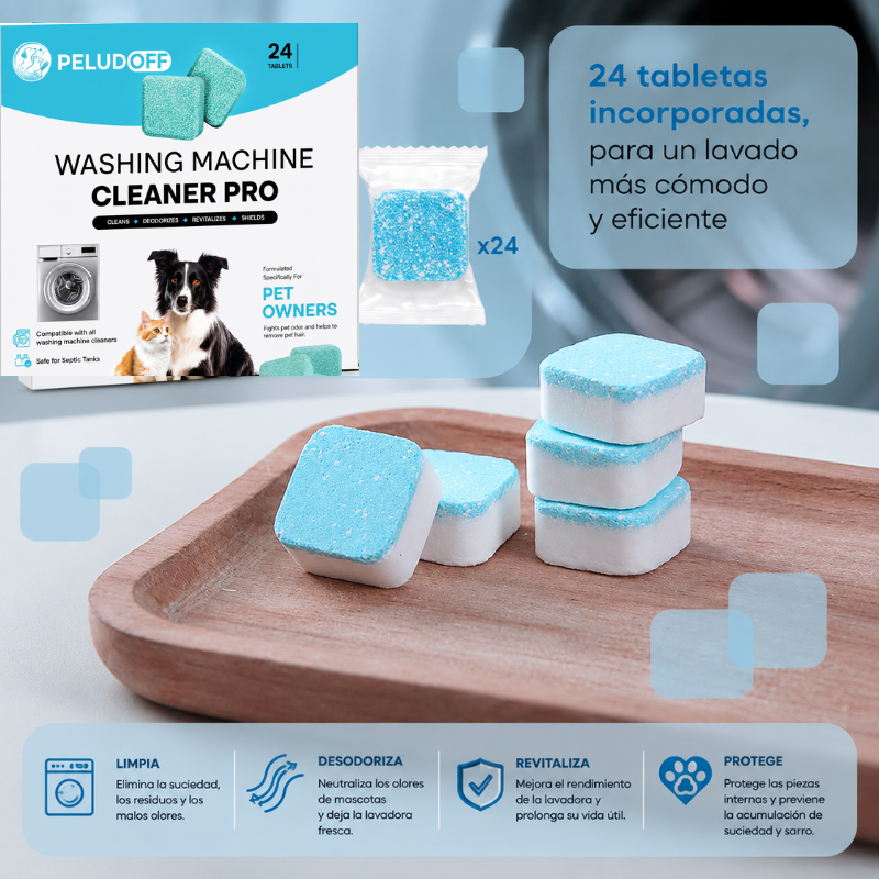 Pastillas Peludoff: limpia, desodoriza, revitaliza y protege la lavadora